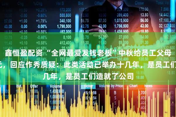 鑫恒盈配资 “全网最爱发钱老板”中秋给员工父母发1000万元，回应作秀质疑：此类活动已举办十几年，是员工们造就了公司